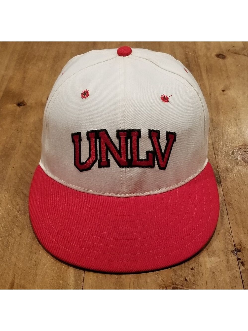 Vintage UNLV Rebels Hat Size 7 1/4 Fitted Pro-Line Made USA White 90s College